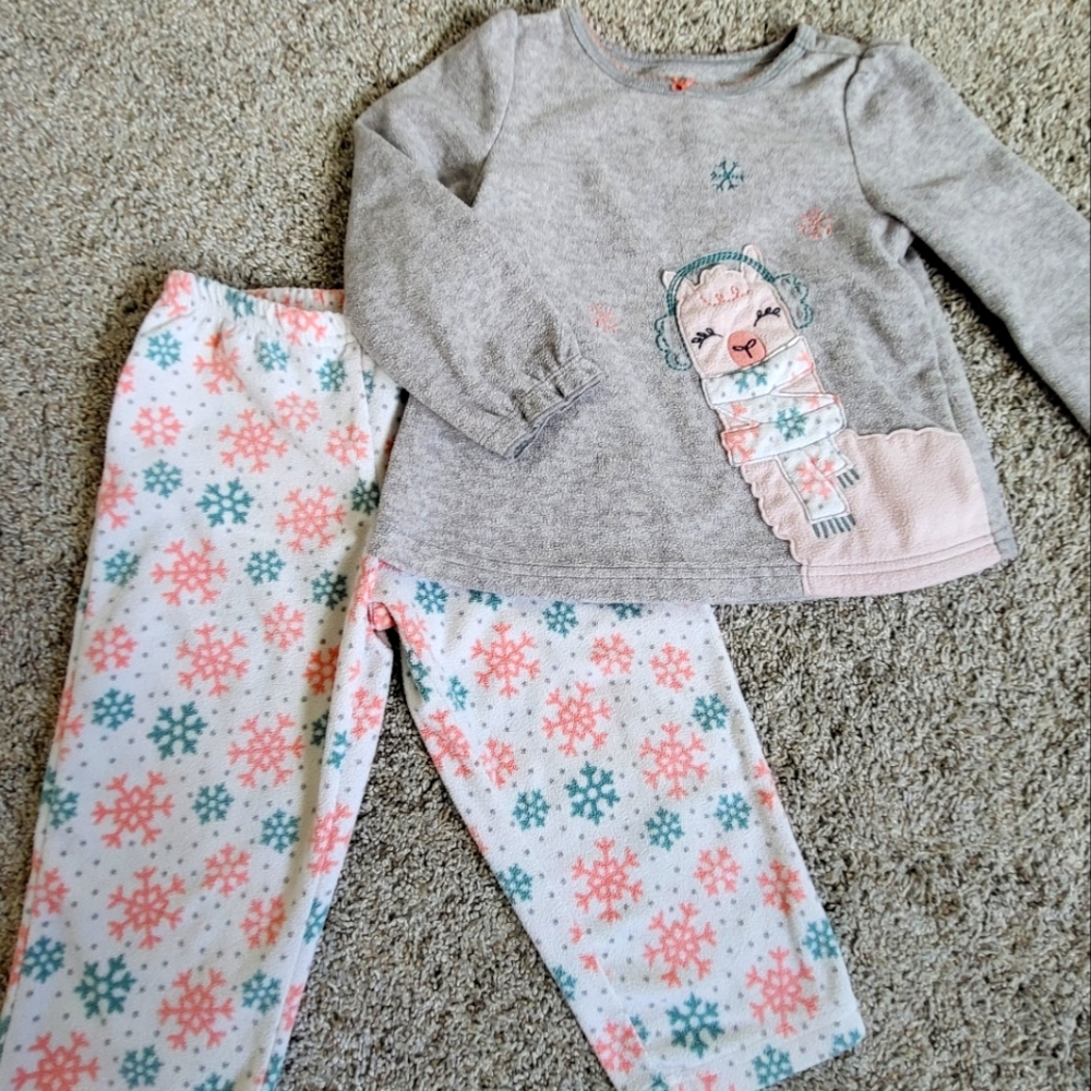 2T Pajamas Set girls Carter's Pjs fleece llama snowflake winter cozy warm